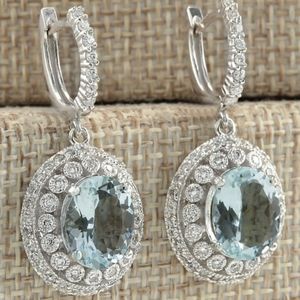 Dangling Aqua sterling Silver earrings